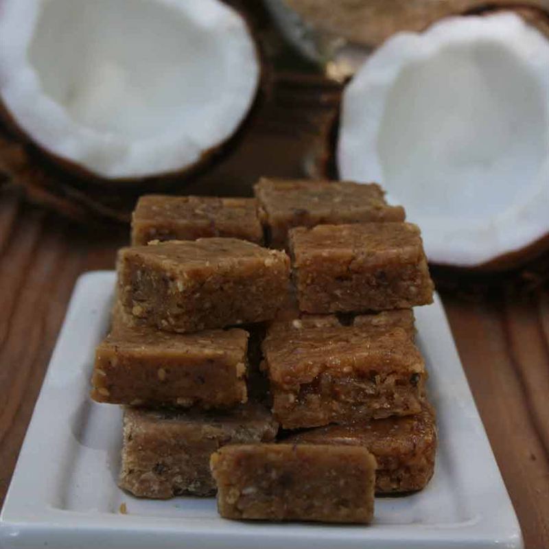 Carrés de coco caramélisée